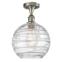 Innovations Lighting Large Deco Swirl 10" Wide Semi-Flush Ceiling Fixture Brushed Satin Nickel / Clear