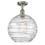 Innovations Lighting X-Large Deco Swirl 12" Wide Semi-Flush Ceiling Fixture Brushed Satin Nickel / Clear