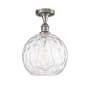 Innovations Lighting Athens 10" Wide Semi-Flush Globe Ceiling Fixture Brushed Satin Nickel / Clear Water Glass