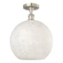 Innovations Lighting White Mouchette 12" Wide Semi-Flush Ceiling Fixture Brushed Satin Nickel