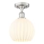 Innovations Lighting White Venetian 8" Wide Semi-Flush Ceiling Fixture Brushed Satin Nickel