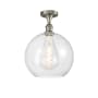 Innovations Lighting Athens 12" Wide Semi-Flush Globe Ceiling Fixture Brushed Satin Nickel / Clear