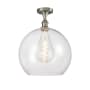 Innovations Lighting Athens 14" Wide Semi-Flush Globe Ceiling Fixture Brushed Satin Nickel / Clear