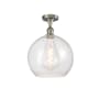 Innovations Lighting Athens 12" Wide Semi-Flush Globe Ceiling Fixture Brushed Satin Nickel / Seedy