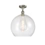 Innovations Lighting Athens 14" Wide Semi-Flush Globe Ceiling Fixture Brushed Satin Nickel / Seedy