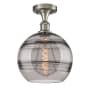Innovations Lighting Rochester 10" Wide Semi-Flush Ceiling Fixture Brushed Satin Nickel / Smoked