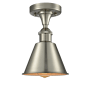 Innovations Lighting Smithfield Single Light 7" Wide Semi-Flush Ceiling Fixture Brushed Satin Nickel / Metal Shade
