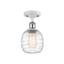 Innovations Lighting Belfast 6" Wide Semi-Flush Globe Ceiling Fixture White and Polished Chrome / Deco Swirl