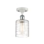 Innovations Lighting Cobbleskill 5" Wide Semi-Flush Ceiling Fixture White and Polished Chrome / Deco Swirl