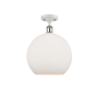 Innovations Lighting Athens 12" Wide Semi-Flush Globe Ceiling Fixture White and Polished Chrome / Matte White