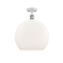 Innovations Lighting Athens 14" Wide Semi-Flush Globe Ceiling Fixture White and Polished Chrome / Matte White