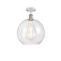 Innovations Lighting Athens 12" Wide Semi-Flush Globe Ceiling Fixture White and Polished Chrome / Clear
