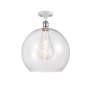 Innovations Lighting Athens 14" Wide Semi-Flush Globe Ceiling Fixture White and Polished Chrome / Clear