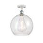 Innovations Lighting Athens 12" Wide Semi-Flush Globe Ceiling Fixture White and Polished Chrome / Seedy