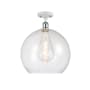 Innovations Lighting Athens 14" Wide Semi-Flush Globe Ceiling Fixture White and Polished Chrome / Seedy