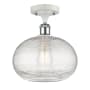Innovations Lighting Ithaca 10" Wide Semi-Flush Ceiling Fixture White Polished Chrome