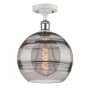 Innovations Lighting Rochester 10" Wide Semi-Flush Ceiling Fixture White Polished Chrome / Smoked
