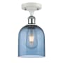 Innovations Lighting Bella 6" Wide Semi-Flush Ceiling Fixture White Polished Chrome / Blue