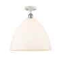 Innovations Lighting Bristol Glass 16" Wide Semi-Flush Ceiling Fixture White and Polished Chrome / Matte White