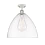 Innovations Lighting Bristol Glass 16" Wide Semi-Flush Ceiling Fixture White and Polished Chrome / Clear