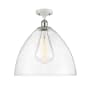 Innovations Lighting Bristol Glass 16" Wide Semi-Flush Ceiling Fixture White and Polished Chrome / Seedy