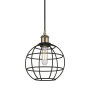Innovations Lighting Lake Placid 8" Wide Cage Mini Pendant with Shade Antique Brass / Matte Black