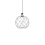 Innovations Lighting Farmhouse Rope 10" Wide Mini Pendant Antique Brass / Clear Glass with White Rope
