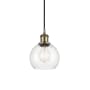 Innovations Lighting Athens 6" Wide Mini Pendant with Shade Antique Brass / Clear