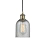 Innovations Lighting Caledonia 5" Wide Mini Pendant Charcoal / Antique Brass