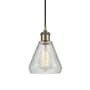 Innovations Lighting Conesus 6" Wide Mini Pendant Clear Crackle / Antique Brass