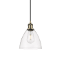 Innovations Lighting Bristol 8" Wide Mini Pendant Antique Brass / Clear
