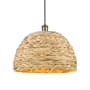 Innovations Lighting Woven Rattan 16" Wide Pendant with Shade Antique Brass / Natural