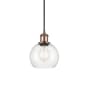 Innovations Lighting Athens 6" Wide Mini Pendant with Shade Antique Copper / Clear