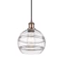 Innovations Lighting Rochester 8" Wide Mini Pendant with Shade Antique Copper / Clear