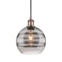 Innovations Lighting Rochester 8" Wide Mini Pendant with Shade Antique Copper / Light Smoke