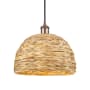 Innovations Lighting Woven Rattan 12" Wide Pendant with Shade Antique Copper / Natural