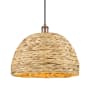 Innovations Lighting Woven Rattan 16" Wide Pendant with Shade Antique Copper / Natural