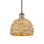 Innovations Lighting Woven Rattan 8" Wide Mini Pendant with Shade Antique Copper / Natural