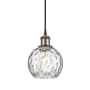 Innovations Lighting Athens 6" Wide Mini Pendant Black Antique Brass / Clear Water Glass