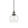 Innovations Lighting Athens 6" Wide Mini Pendant with Shade Black Antique Brass / Clear