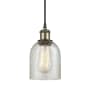 Innovations Lighting Caledonia 5" Wide Mini Pendant Mica / Black Antique Brass