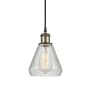 Innovations Lighting Conesus 6" Wide Mini Pendant Clear Crackle / Black Antique Brass
