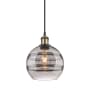 Innovations Lighting Rochester 8" Wide Mini Pendant with Shade Black Antique Brass / Light Smoke