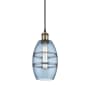 Innovations Lighting Vaz 6" Wide Mini Pendant with Shade Black Antique Brass / Princess Blue