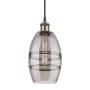 Innovations Lighting Vaz 6" Wide Mini Pendant with Shade Black Antique Brass / Light Smoke