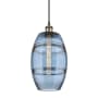 Innovations Lighting Vaz 8" Wide Mini Pendant with Shade Black Antique Brass / Princess Blue
