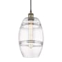 Innovations Lighting Vaz 8" Wide Mini Pendant with Shade Black Antique Brass / Clear