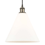 Innovations Lighting Berkshire 12" Wide Pendant Black Antique Brass / Matte White