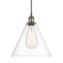 Innovations Lighting Berkshire 12" Wide Pendant Black Antique Brass / Clear
