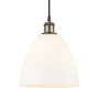 Innovations Lighting Bristol Glass 9" Wide Mini Pendant with Shade Black Antique Brass / Matte White